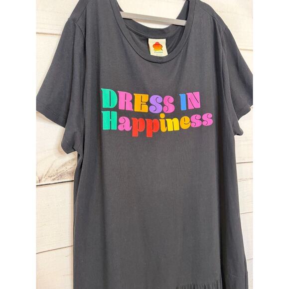 Farm Rio Dress In Happiness Shirt Maxi Black Cotton Dress size LG - Picture 6 of 6